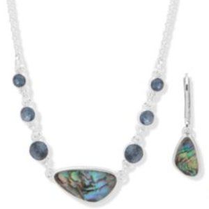 Anne Klein Crystal Mother-of-Pearl Silver-tone Necklace and Earring